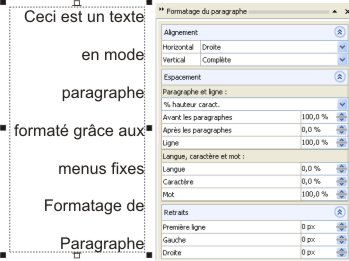 Corel Draw X3 Menu fixe formatage paragraphe