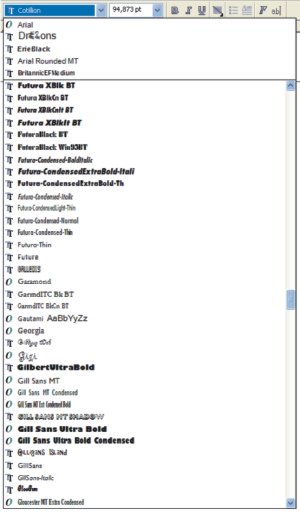 CorelDraw X3 Visualisation des polices