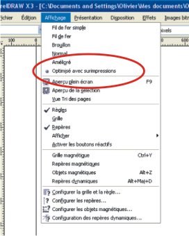 CorelDraw Menu Affichage